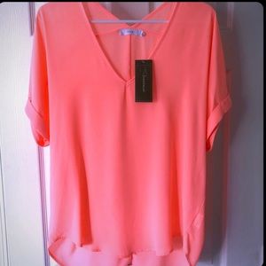 NWT Lush semi sheer v neck blouse